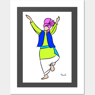 Bhangra Dancer green Posters and Art